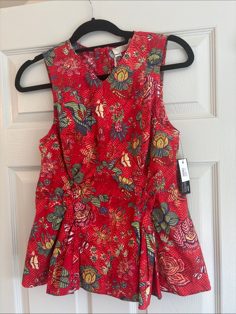 Ulla Johnson Red Multicolor Floral Sleeveless Peplum Top